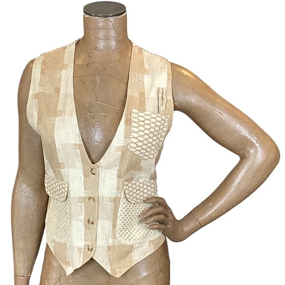 Cotton Plaid Patchwork Waistcoat Vest BOHO Sz L by Speed Limit MPH 262H - Picture 2 of 9